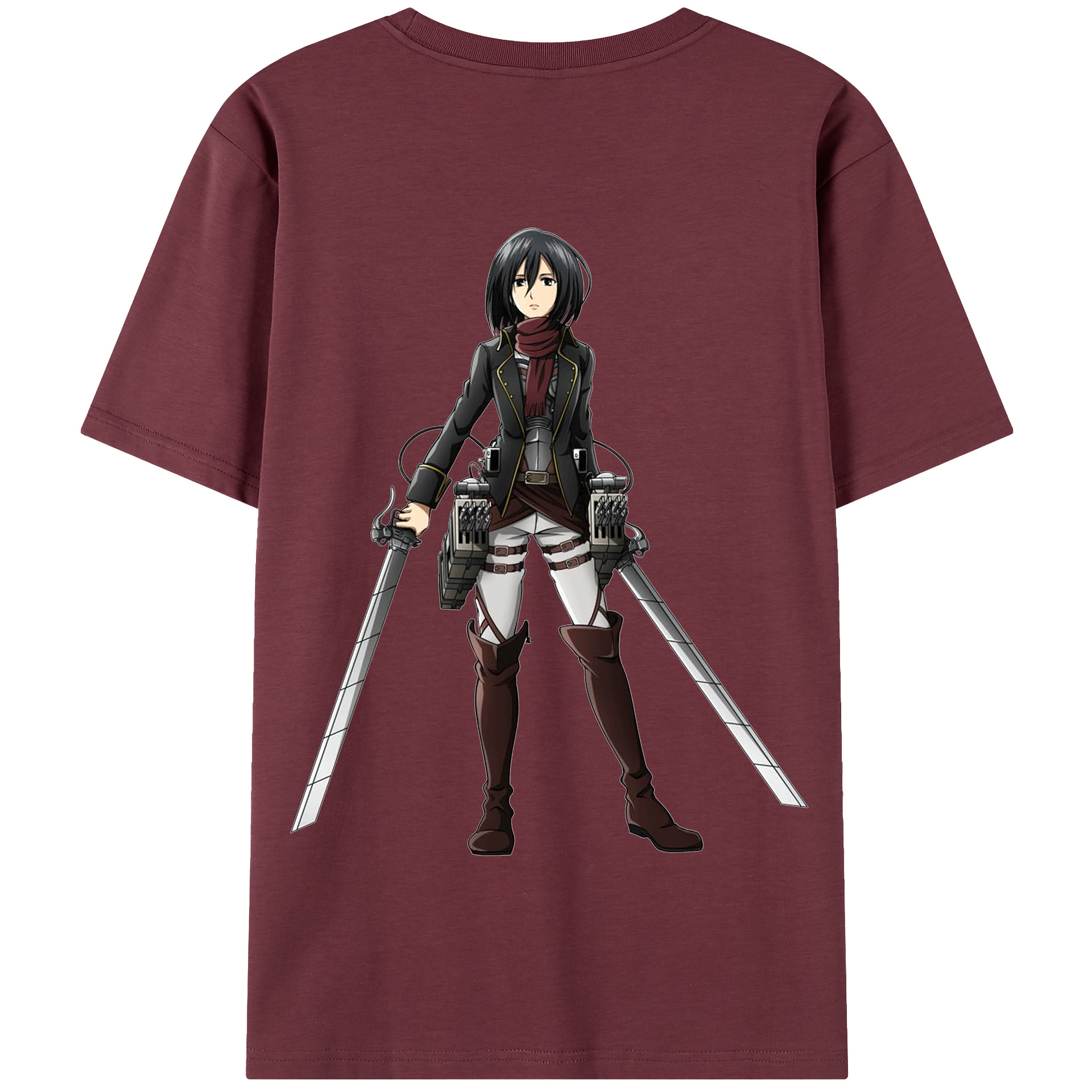 （画像用） 進撃の巨人 ミカサ·アッカーマン Attack on Titan Mikasa Ackerman 綿100％半袖Tシャツ（背面プリント）